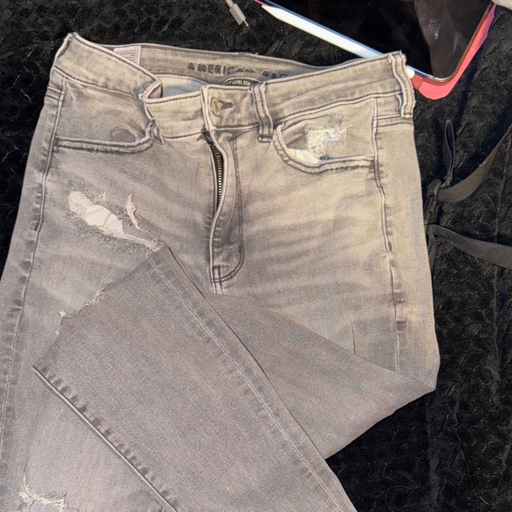 American Eagle Outfitters Men's Light Gray Skinny Jeans